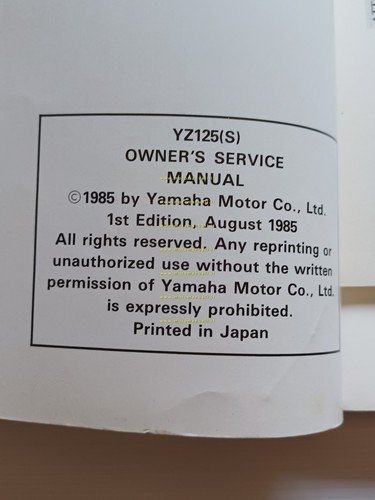 Yamaha YZ 125 (S) 1LX 1985-86 manuale uso - officina …