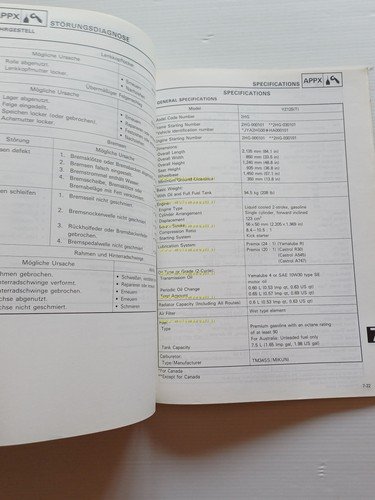 Yamaha YZ 125 (T) 2HG 1986-87 manuale uso - officina …