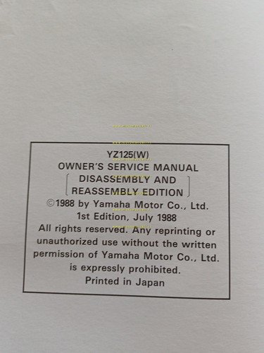 Yamaha YZ 125 (W) 3JD 1988-89 manuale uso - officina …