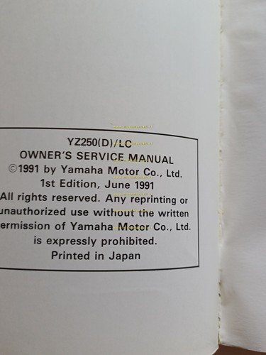 Yamaha YZ 250 (D) LC 4DA 1991-92 manuale uso - …