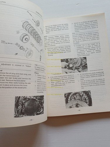 Yamaha YZ 250 (H) 4V3 1981 manuale uso - officina …