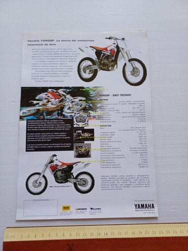 Yamaha YZ 400 F 1998 depliant originale ITALIANO