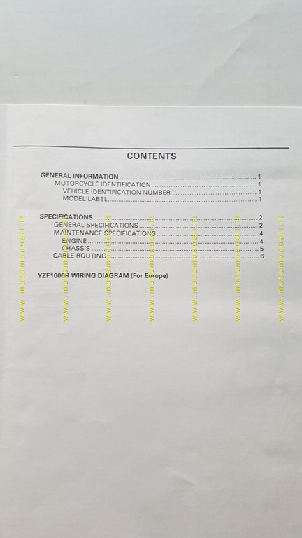 Yamaha YZF 1000 R 1996-97 Service Information manuale officina INGLESE …