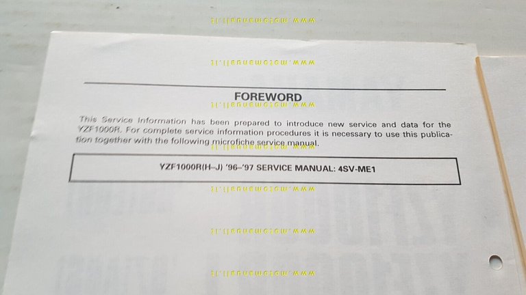 Yamaha YZF 1000 R 1996-97 Service Information manuale officina INGLESE …