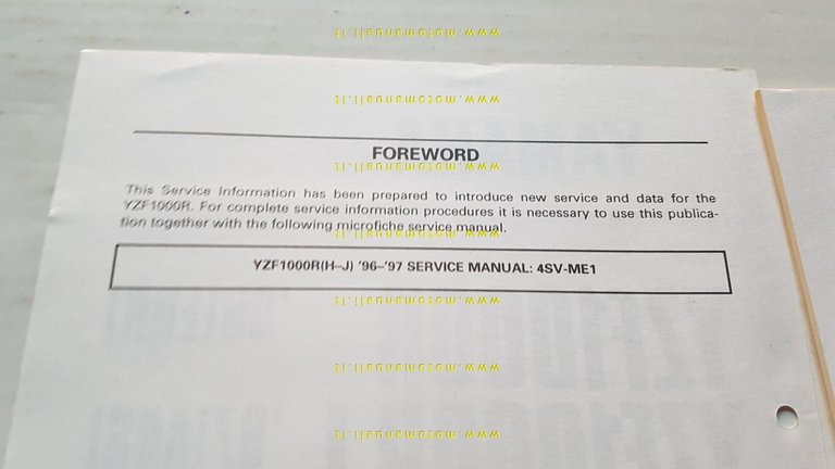 Yamaha YZF 1000 R 1996-97 Service Information manuale officina INGLESE …