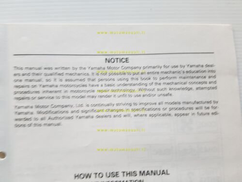 Yamaha YZF 1000 R 1997 Service Information manuale officina originale
