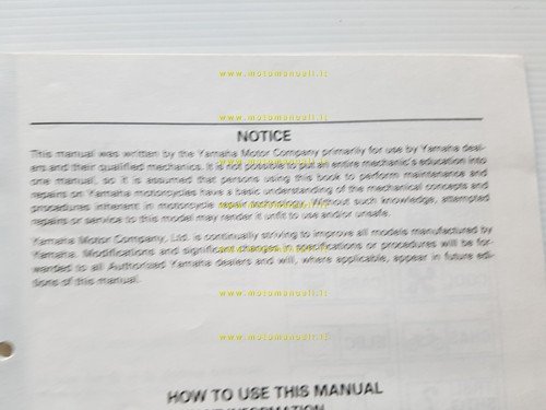 Yamaha YZF 1000 R 1997 Service Information manuale officina originale