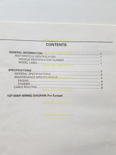 Yamaha YZF 1000 R 1997 Service Information manuale officina originale