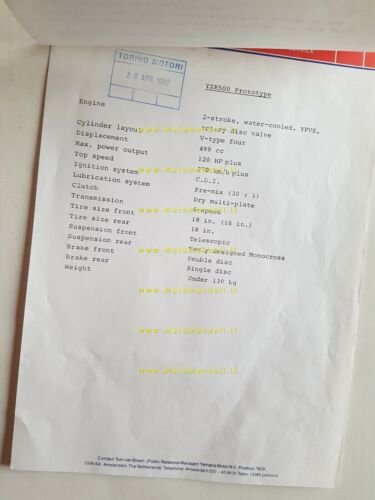 Yamaha YZR 500 GP 1982 foto e presentazione cartella stampa …