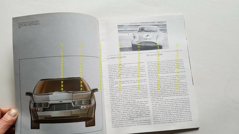 Zagato Aston Martin Vantage 1986 opuscolo cartella stampa originale ITALIANO