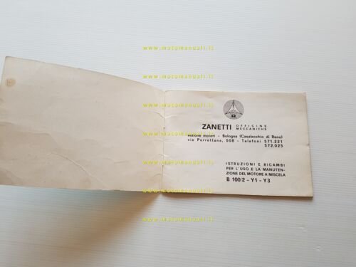 Zanetti B1002-Y1-Y3 Motore Agricolo 1966 catalogo ricambi manuale uso originale