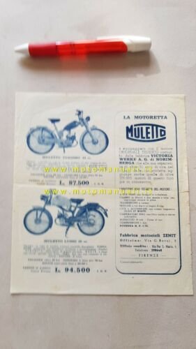 Zenit 48 Muletto anni 50 depliant ciclomotore originale ITALIANO brochure