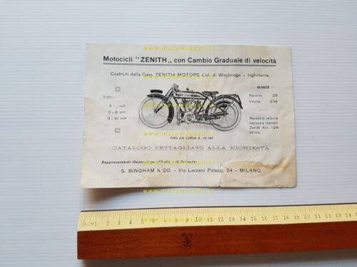 Zenith 8-10 HP Tipo da Corsa 1913 depliant originale