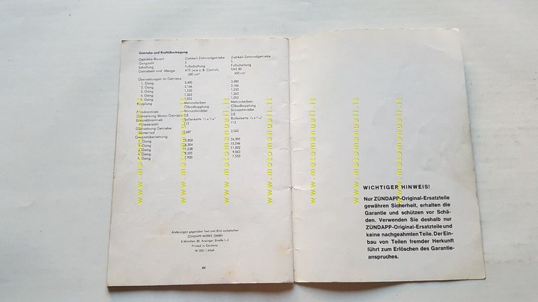 Zundapp 125 1974 manuale officina motore TEDESCO originale workshop manual