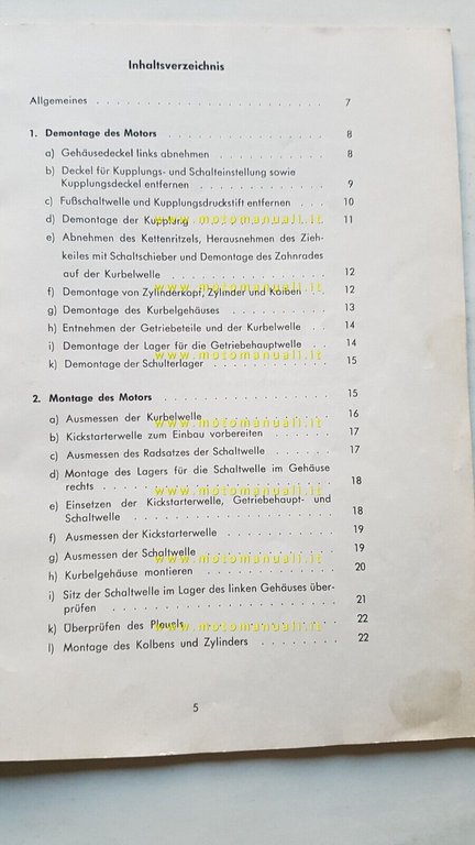 Zundapp 125 1974 manuale officina motore TEDESCO originale workshop manual