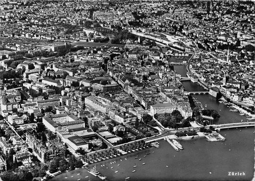 Zurich Zurigo panorama aereo 1952