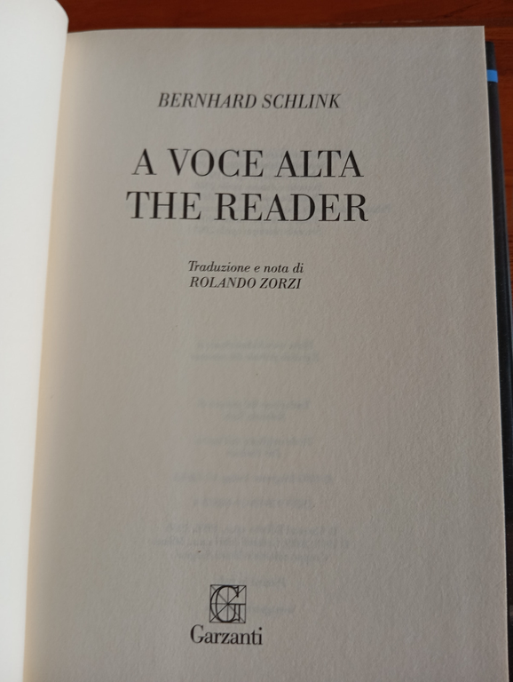 A voce alta, The reader, Bernhard Schlink, Garzanti, 2009