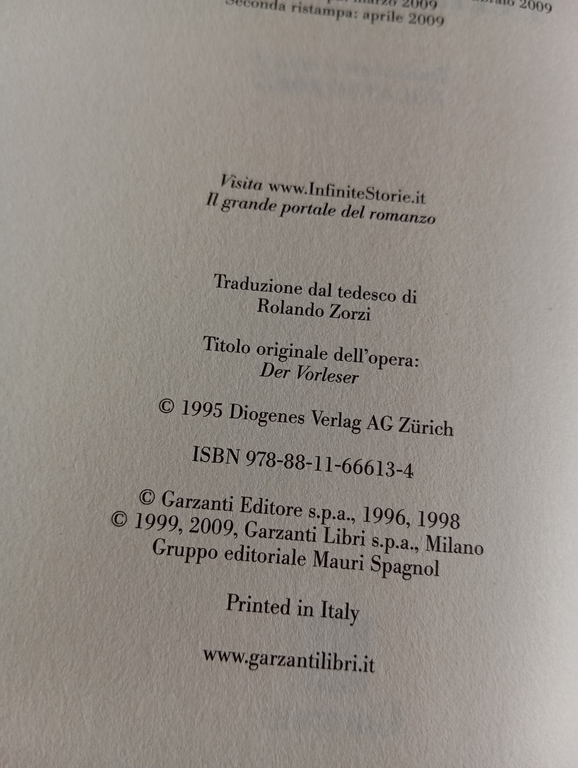 A voce alta, The reader, Bernhard Schlink, Garzanti, 2009