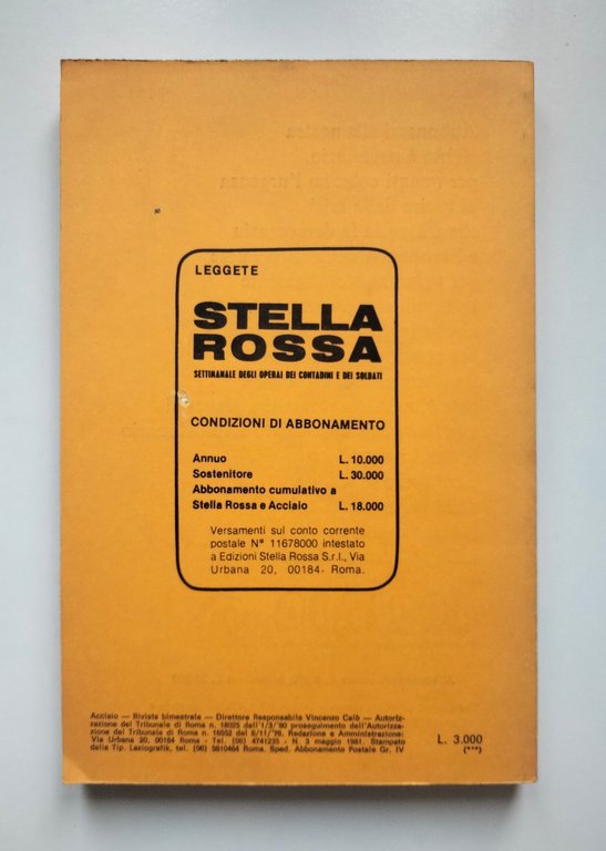 Acciaio, Rivista del partito della rivoluzione socialista, Numero 3, 1981