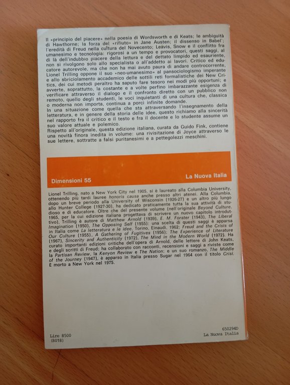 Al di là della cultura, Lionel Trilling, La nuova italia, …