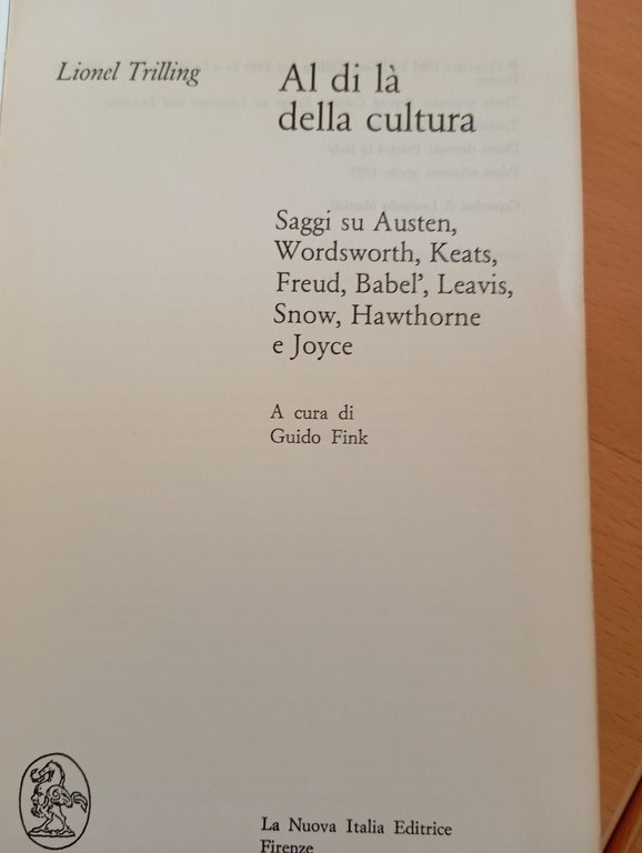Al di là della cultura, Lionel Trilling, La nuova italia, …