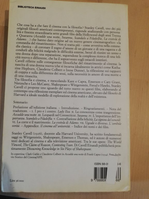 Alla ricerca della felicità, Stanley Cavell, 1999, Einaudi