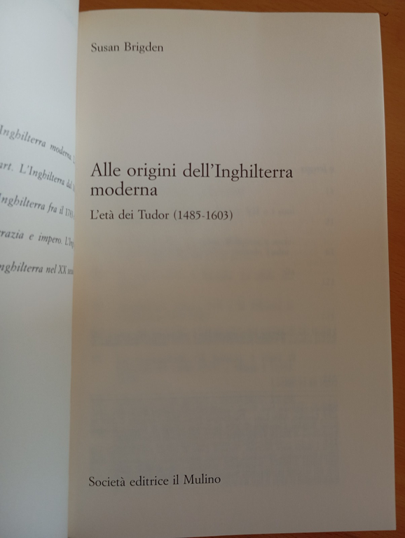 Alle origini dell'Inghilterra moderna, Susan Brigden, il Mulino, 2003 | Immagine Gallery 6