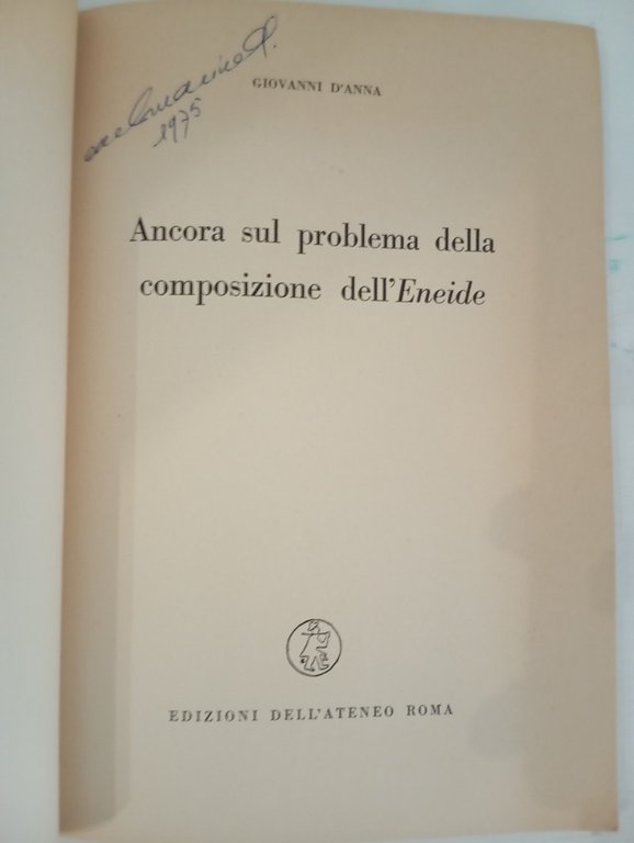 Ancora sul problema della composizione dell'Eneide, Giovanni D'Anna, 1961 | Immagine Gallery 5