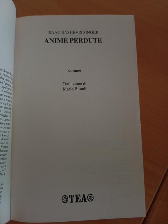 Anime perdute, Isaac B. Singer, TEA, 2000