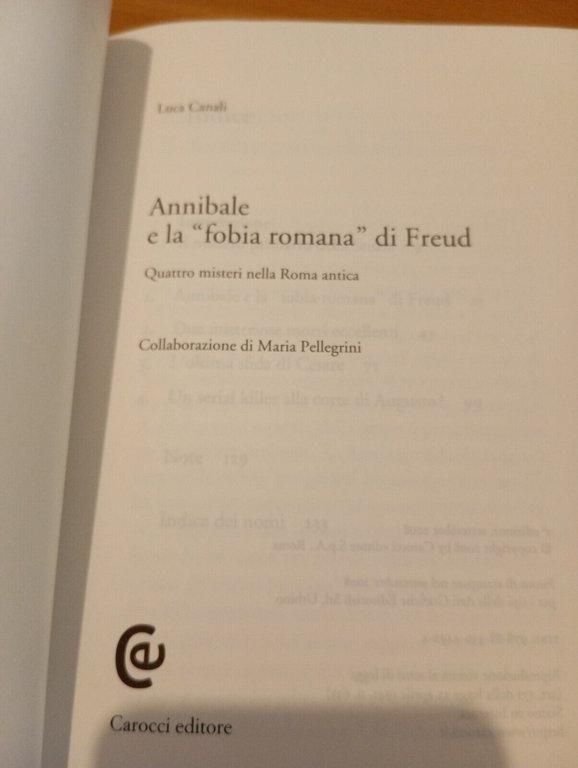 Annibale e la fobia romana di Freud, Luca Canali, Carocci, …