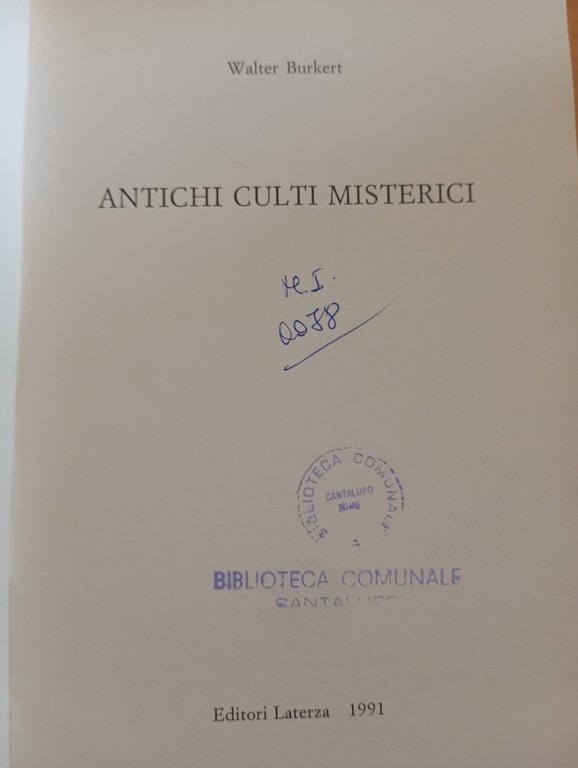 Antichi culti misterici, Walter Burkert, Laterza, 1991 | Immagine Gallery 5
