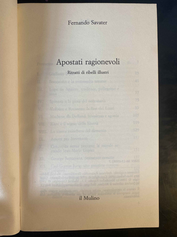 Apostati ragionevoli, Fernando Savater, il Mulino, 1995