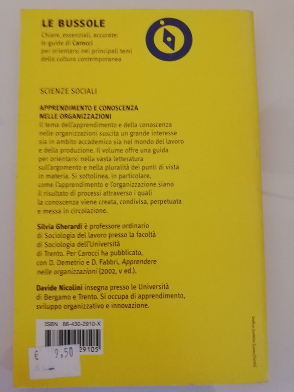 Apprendimento e conoscenza nelle organizzazioni, S. Gherardi, D. Nicolini, 2005