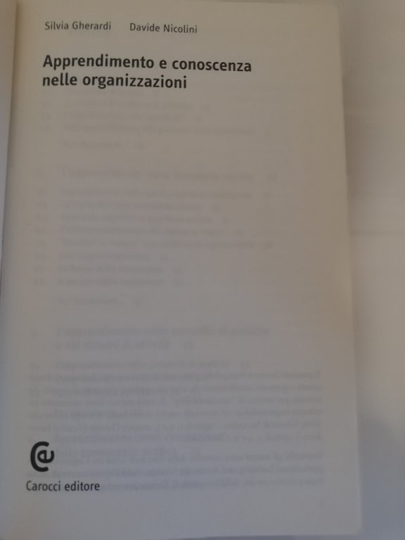 Apprendimento e conoscenza nelle organizzazioni, S. Gherardi, D. Nicolini, 2005