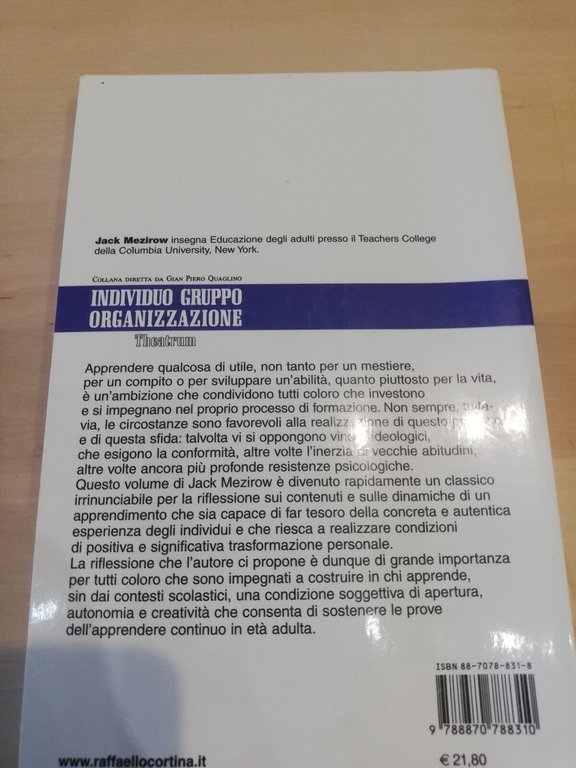Apprendimento e trasformazione, Jack Mezirow, Raffaello Cortina Editore, 2003