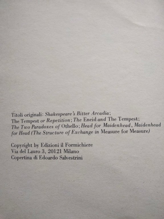 Arcadia Amara. La tempesta e altri saggi shakespeariani Jan Kott, …