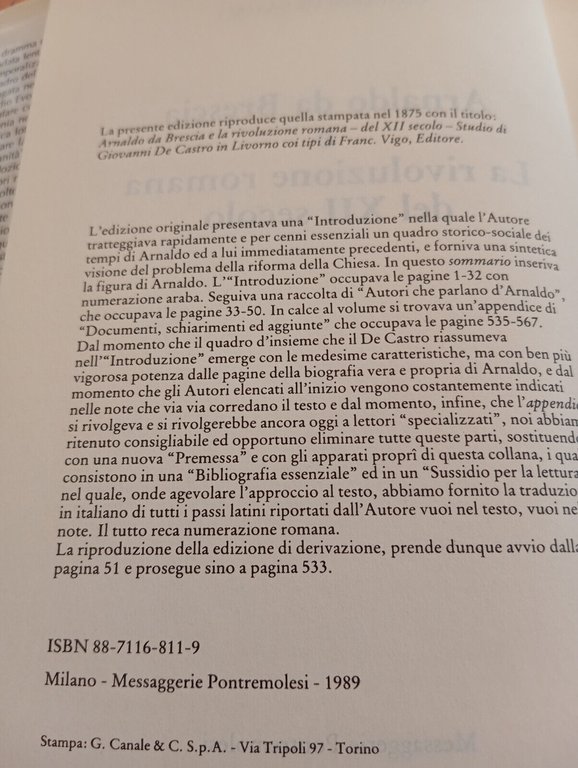 Arnaldo da Brescia e la rivoluzione romana del Secolo XII, …