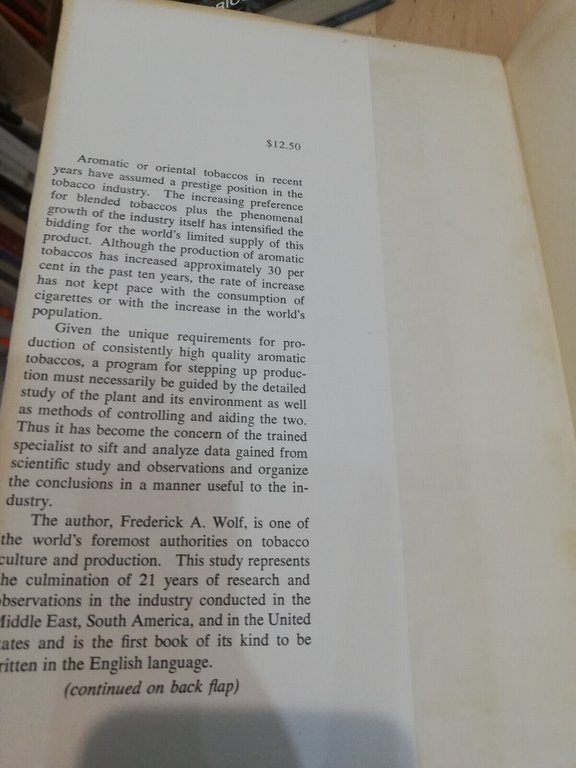 Aromatic or oriental tobaccos, Frederick A. Wolf, 1962, in inglese