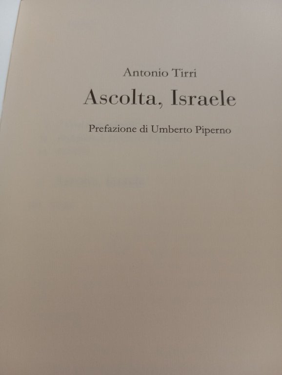 Ascolta, Israele, Antonio Tirri, Giuntina, 1999