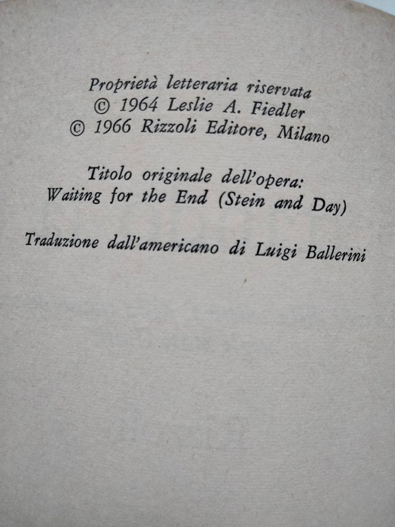 Aspettando la fine, Leslie A. Fielder, Rizzoli, 1966