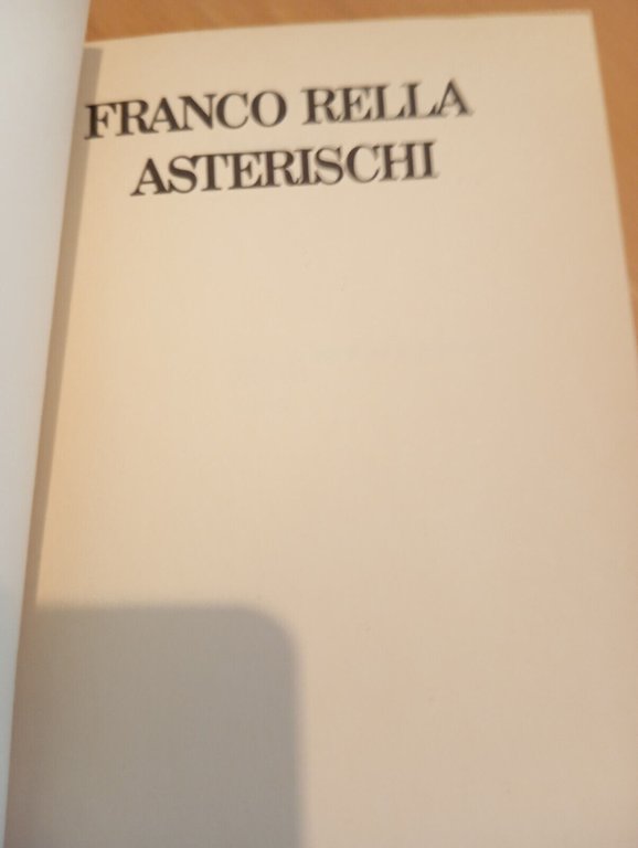 Asterischi, Franco Rella, Feltrinelli, 1989