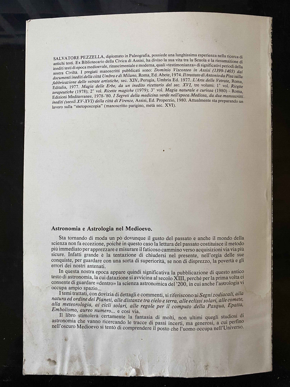 Astronomia ed Astrologia Medioevo manoscritto inedito, Pezzella 1982 LEGGI BENE