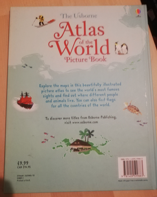 Atlas of the World Picture book, Sam Lake, 2015, Usborne