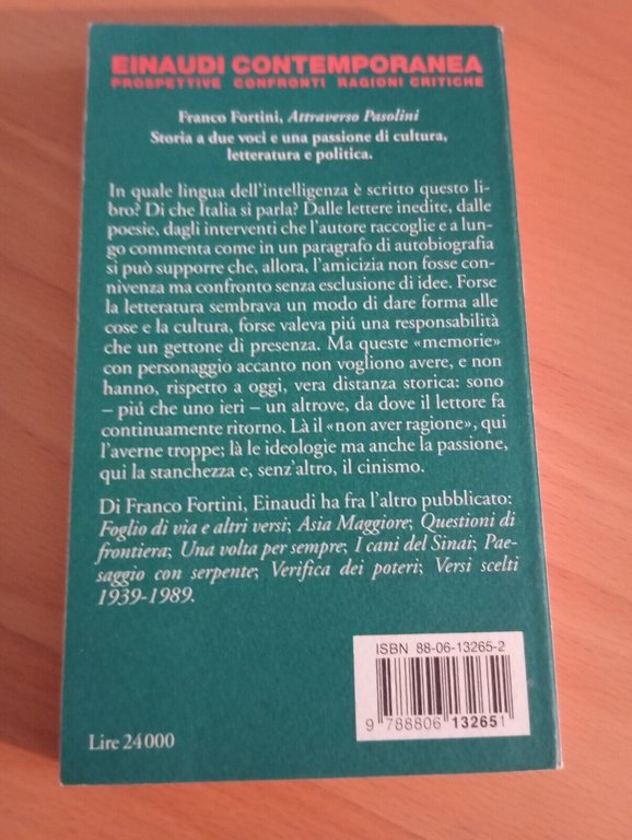 Attraverso Pasolini, Franco Fortini, Eianudi, 1993