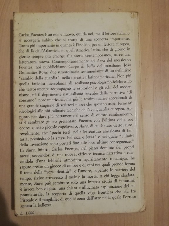 Aura, Carlos Fuentes, 1964, Feltrinelli, edizione storica