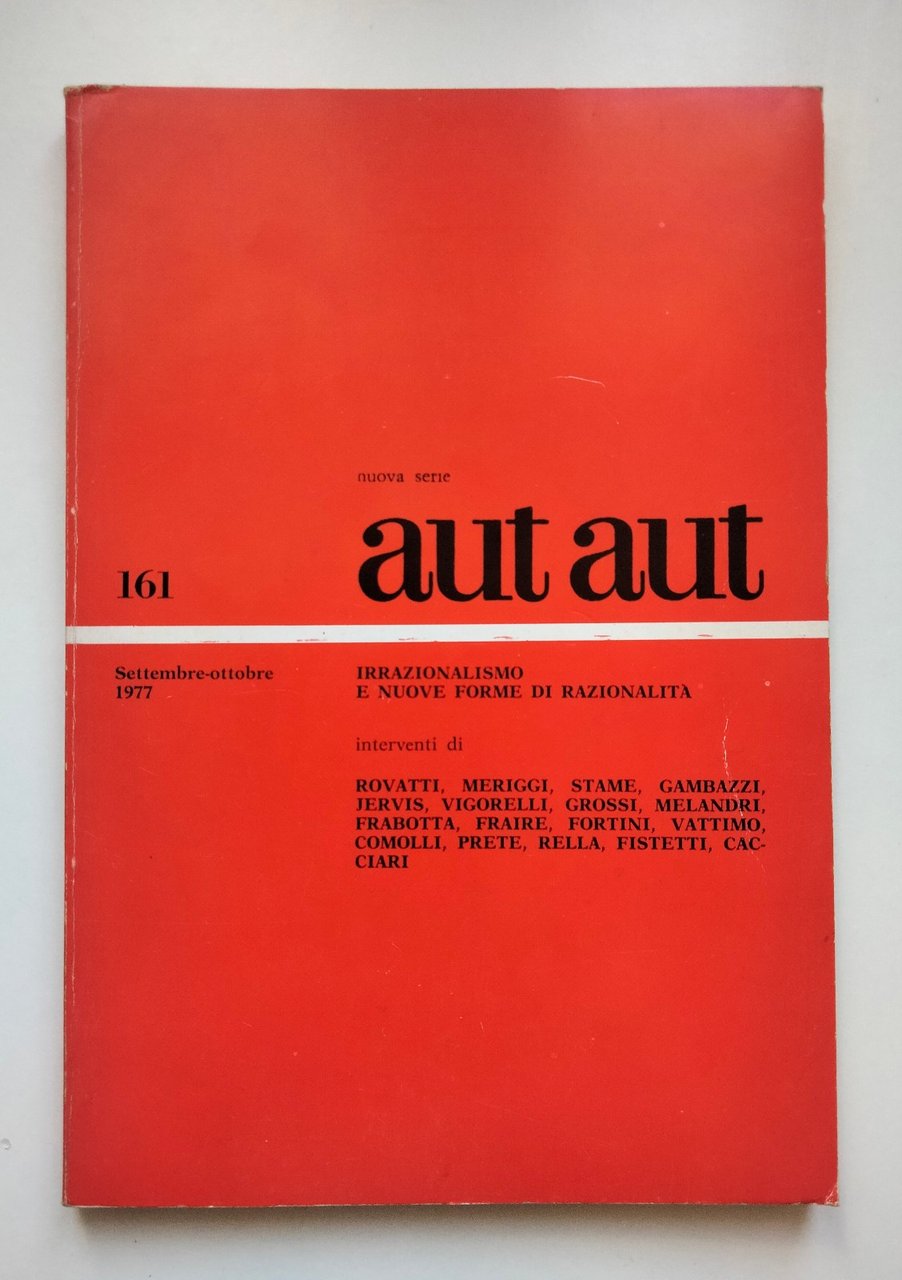 Aut Aut, numero 161, settembre-ottobre 1977, Fortini Vattimo Rella Cacciari
