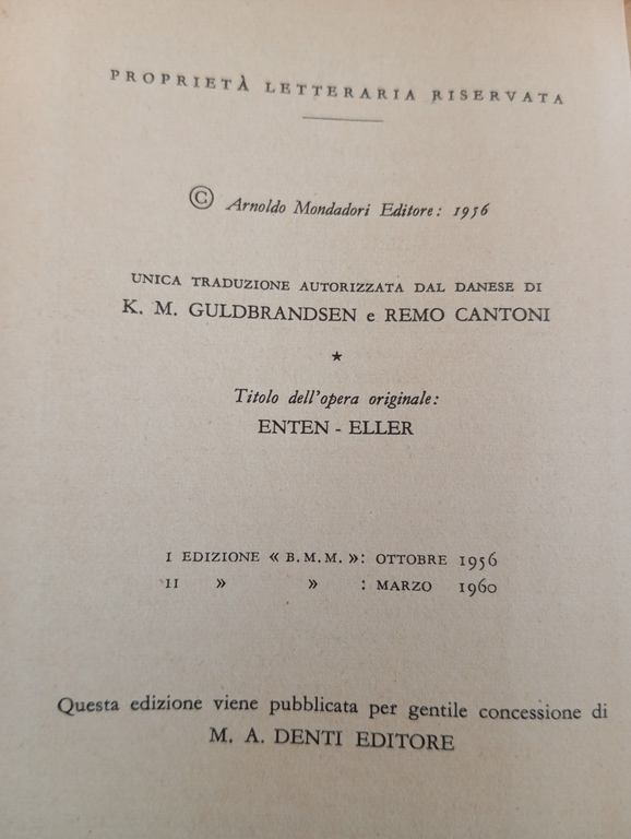 Aut-aut, Soren Kierkegaard, BMM Mondadori, 1960, Introduzione di Remo Cantoni