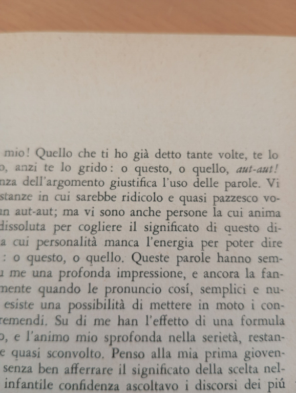 Aut-aut, Soren Kierkegaard, BMM Mondadori, 1960, Introduzione di Remo Cantoni