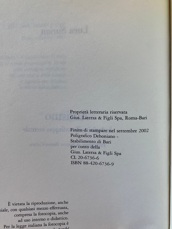 Autismo. indagini sulla sviluppo mentale, Luca Surian, Laterza, 2002