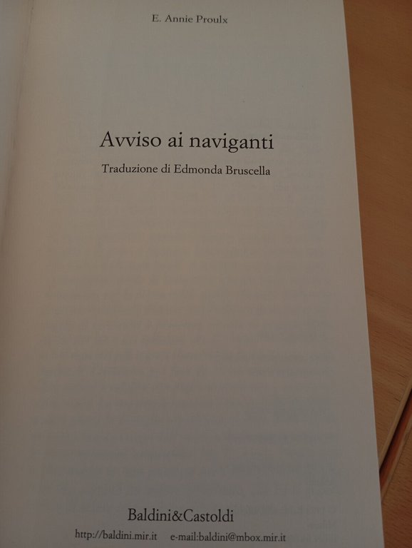 Avviso ai naviganti, E. Annie Proulx, Baldini e Castoldi, 1998